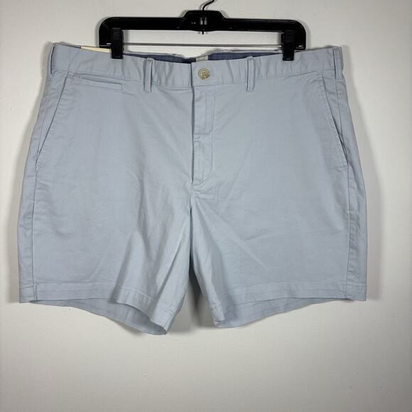 GAP Light Blue Clean Cut Flat Front 100% Cotton Shorts Men 38 Khaki Chino 7" - Picture 1 of 8